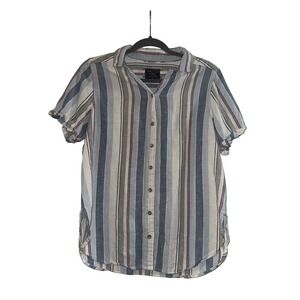 Abercrombie & Fitch Women's Medium Striped Linen Short Sleeve Button Down
